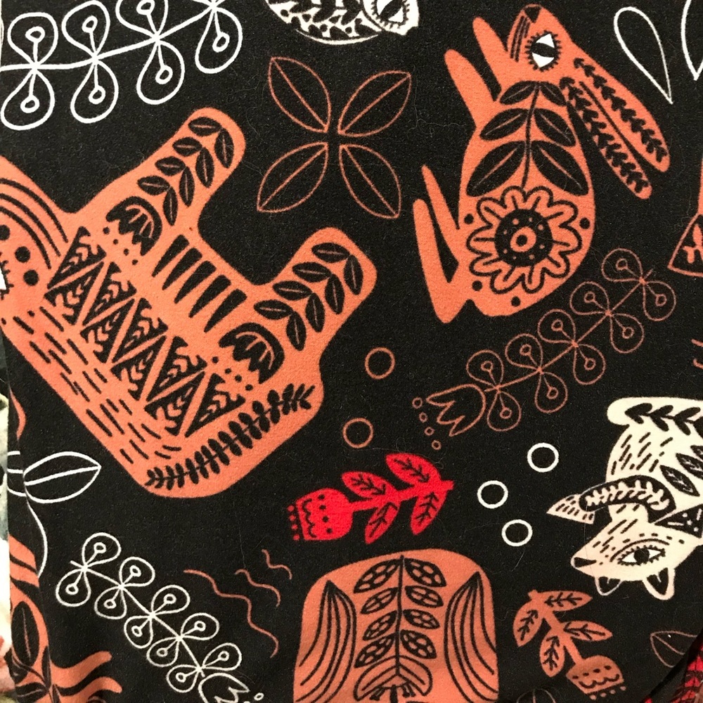 LuLaRoe Black and Orange Patterned Leggings